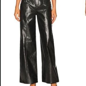 NWOT Free People Star crossed lovers patent leather straight pants, black size 0